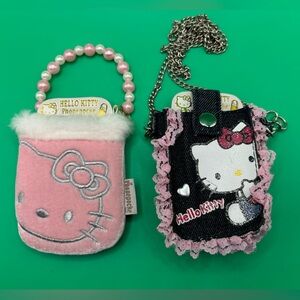 Vtg Hello Kitty phone pouches with pearl and chain handles Y2K Retro Coquette